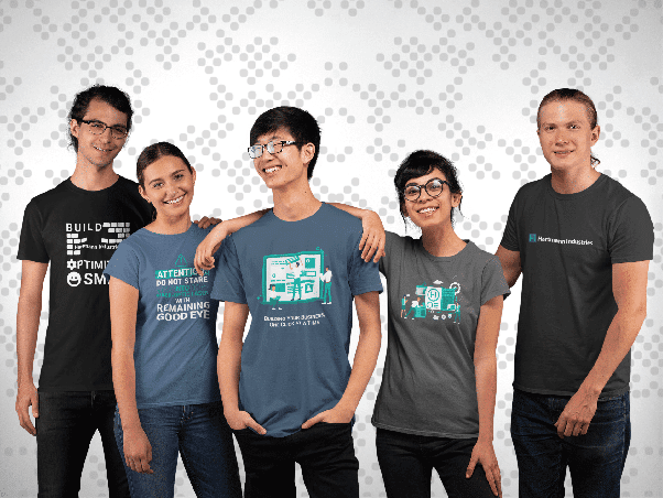 Group of people wearing Hartmann Industries t-shirts