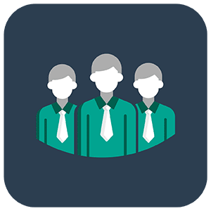 Illustrated icon of three businessmen